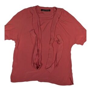 Zara Tie Neck‎ Blouse XS Coral Short Sleeve Lightweight Women's Top